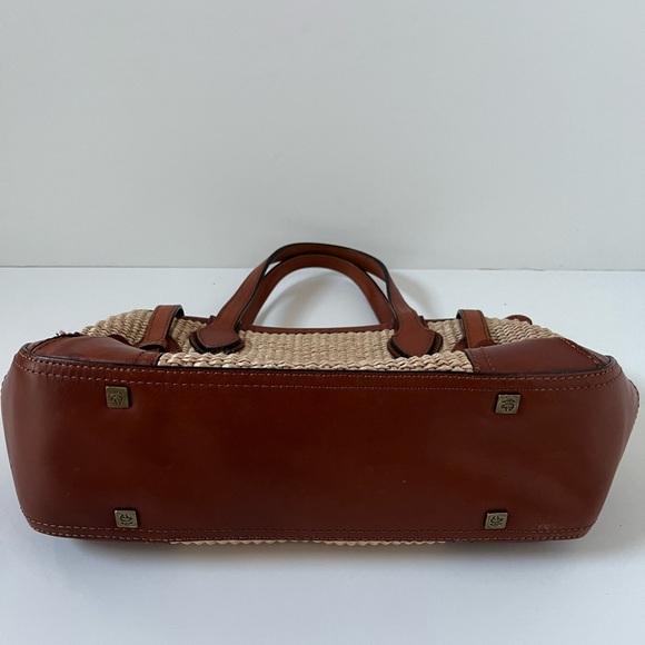 Brooks Brothers Straw Handbag with Leather Trim - Picture 3 of 10